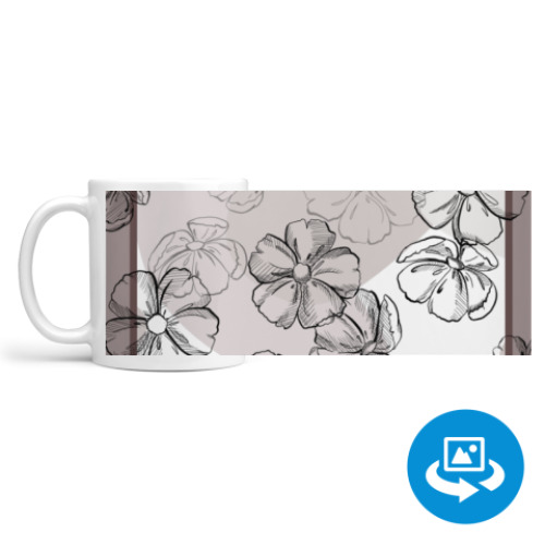 Кружка (круговая запечатка) с принтом Цветы и графика