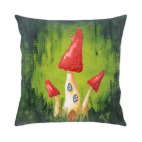 Подушка 35x35 см с цветной обратной стороной Грибные домики