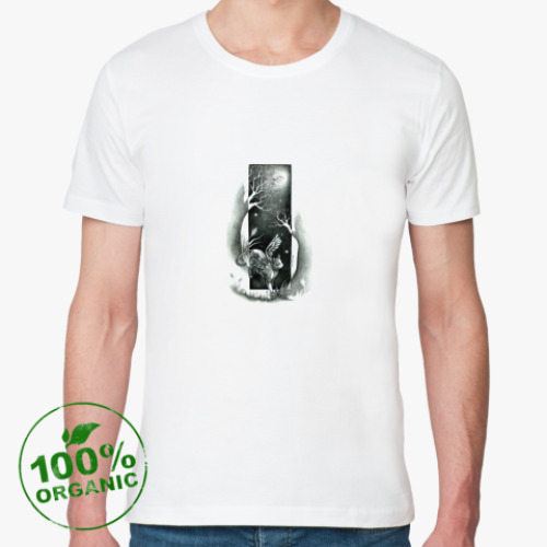 Футболка из органик-хлопка с принтом  Cat and Fireflies