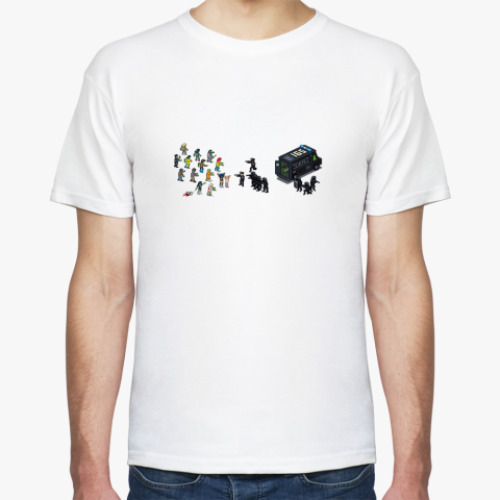 Футболка с принтом zombies vs SWAT