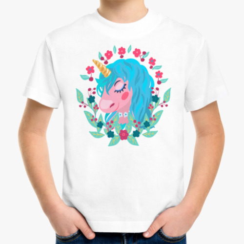 Детская футболка с принтом Милый мультяшный очаровательный единорог