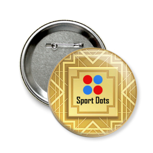 Значок 58мм с принтом Точки в золоте