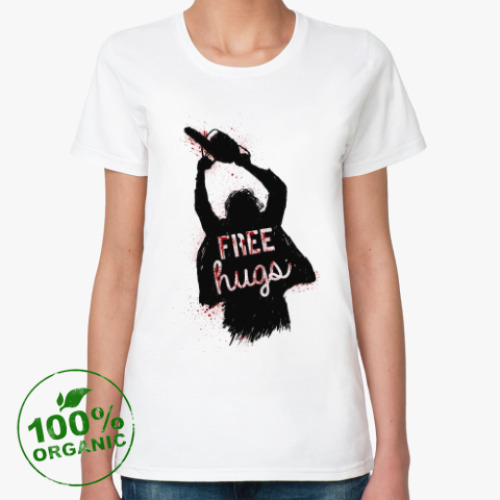 Женская футболка из органик-хлопка Кожаное лицо обнимашки