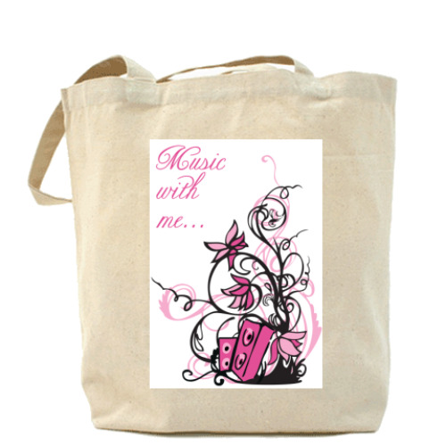 Сумка шоппер с принтом 'Music with me'
