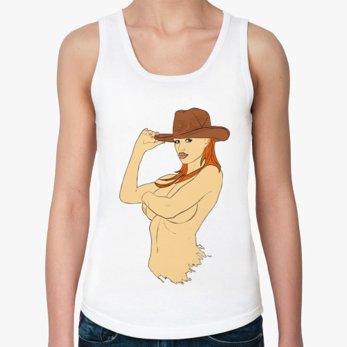 Женская майка с принтом Девушка ковбой