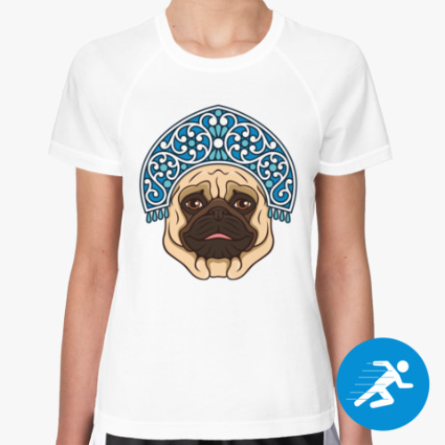 Женская спортивная футболка Русский мопс. Russian pug.