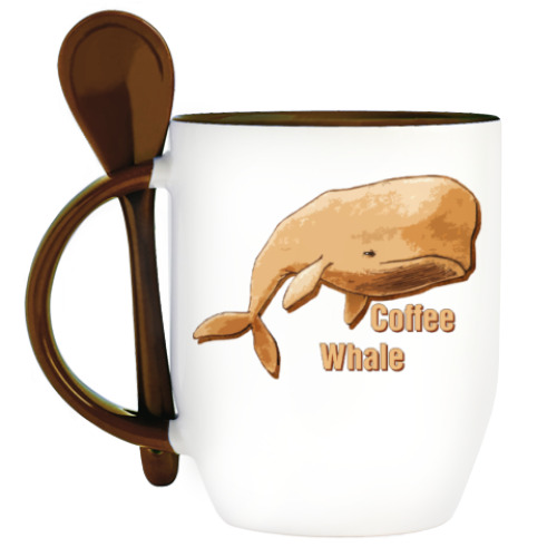 Кружка с ложкой Кофейный кит
