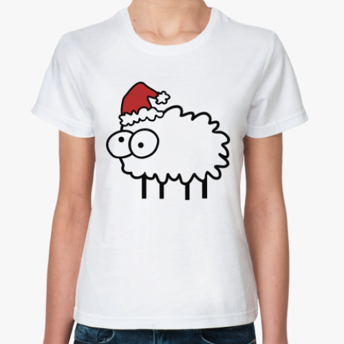 Классическая футболка с принтом Новогодний бараш