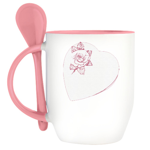 Кружка с ложкой Heart&Rose