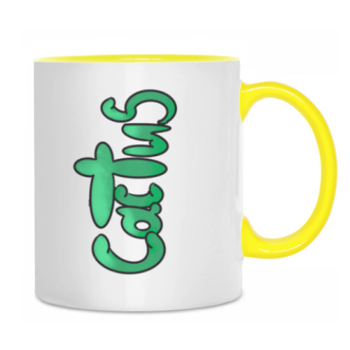 Кружка с принтом Кактус в горшке