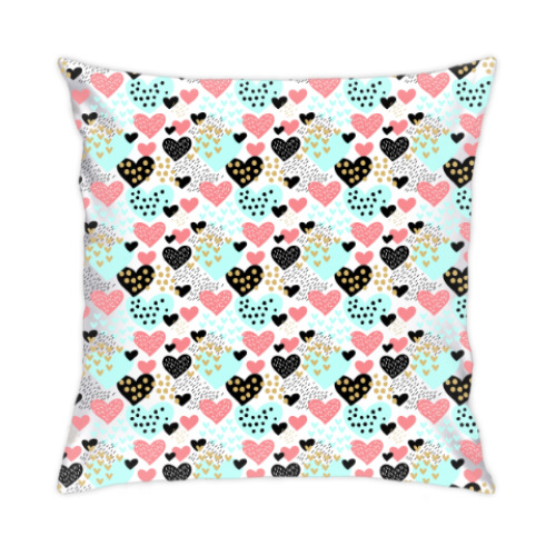 Подушка с принтом Сердца