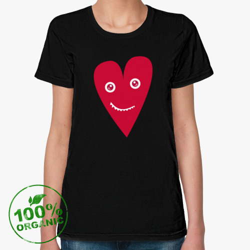 Женская футболка из органик-хлопка Сердце с  зубастой ухмылкой