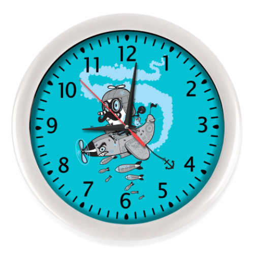 Настенные часы с принтом Crazy pilot