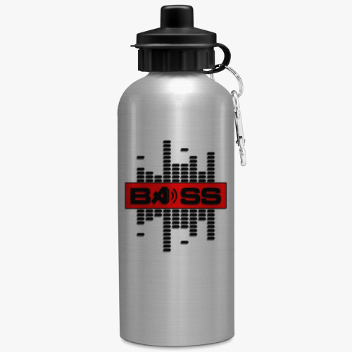 Бутылка с карабином (500 мл) с принтом Bass