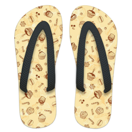 Шлепанцы (сланцы) с принтом Ванильные пирожные