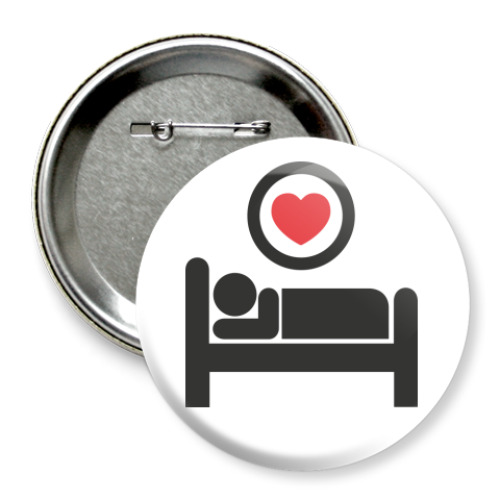 Значок 75мм с принтом Люблю спать