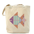 Холщовая сумка шоппер Рыба геометрическая