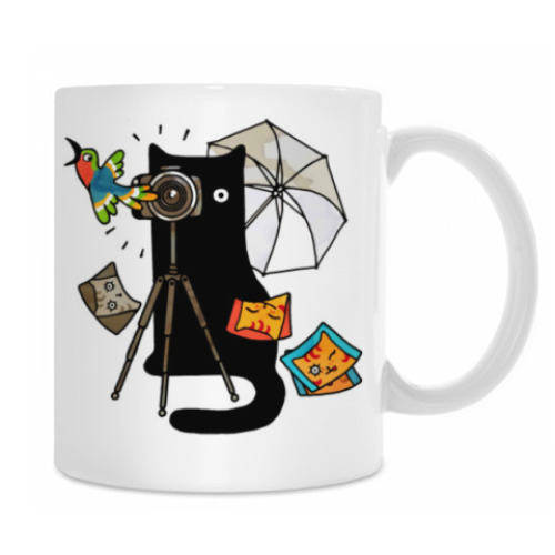 Кружка Котик фотограф делает фото дев