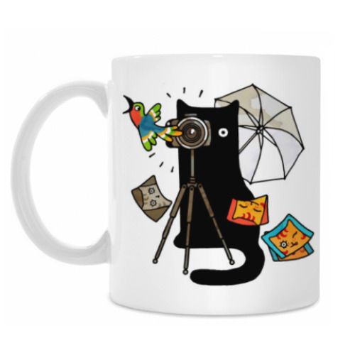 Кружка Котик фотограф делает фото дев