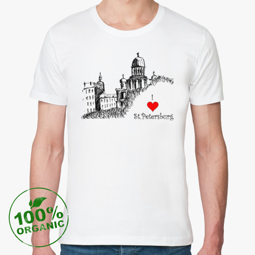 Футболка из органик-хлопка с принтом I love St.Petersburg
