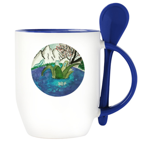 Кружка с ложкой с принтом Кацую в гун-би (Наруто)