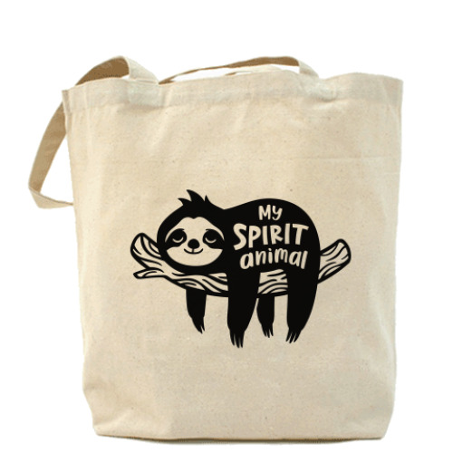 Сумка шоппер с принтом Ленивец моё тотемное животное