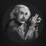 Эйнштейн с часами Apple Watch