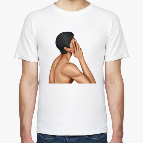 Футболка с принтом Парень закрывает рукой лицо