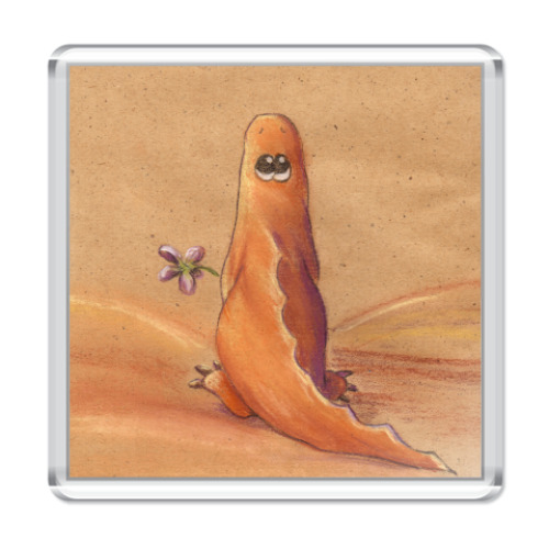 Магнит с принтом Рыжий динозаврик