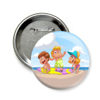 Значок 58 мм Дети на пляже