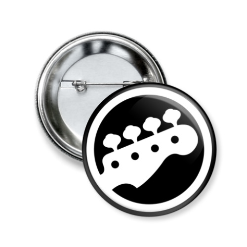 Значок 50мм с принтом  'Бас гитара'