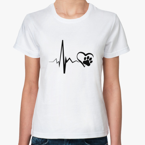 Классическая футболка с принтом Кошка для любителей