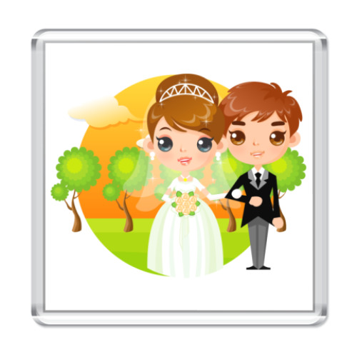 Магнит с принтом Молодожены