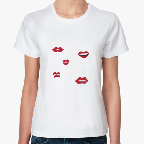 Классическая футболка любовь, губы, счастье, любимая