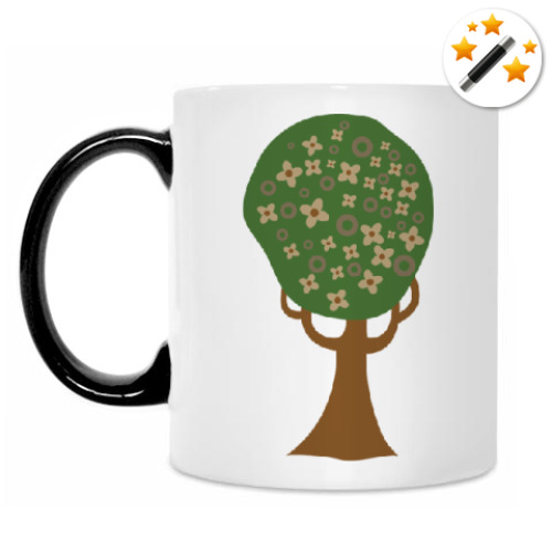 Кружка-хамелеон с принтом Цветущее дерево