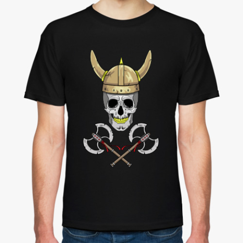 Футболка с принтом Череп викинга в шлеме с рогами