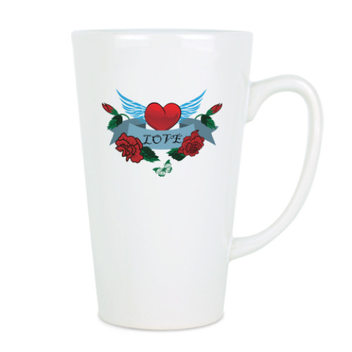 Чашка Латте Сердце и розы