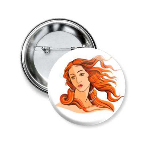 Значок 50мм с принтом Рождение Венеры, Сандро Боттичелли