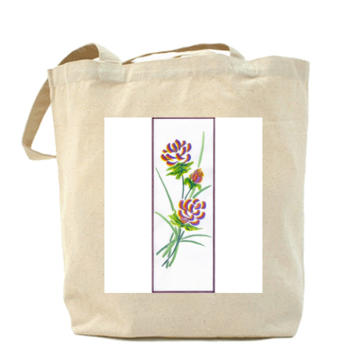 Сумка шоппер с принтом Букет пионов