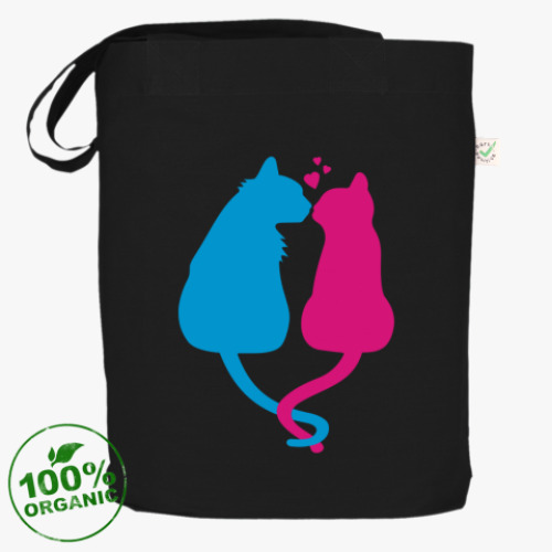 Сумка шоппер с принтом Кот и кошка