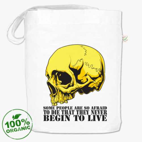 Сумка шоппер с принтом Never begin to live