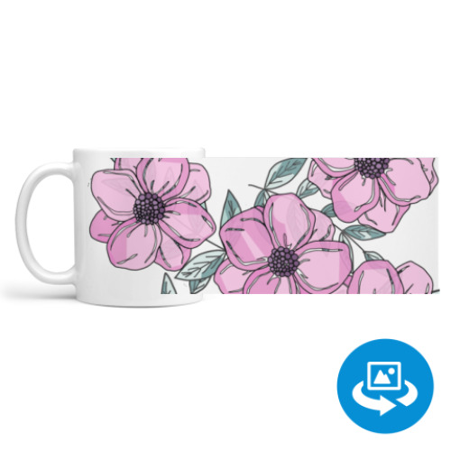 Кружка (круговая запечатка) с принтом Нежные цветы