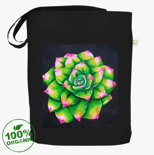 Сумка шоппер с принтом Неоновый суккулент