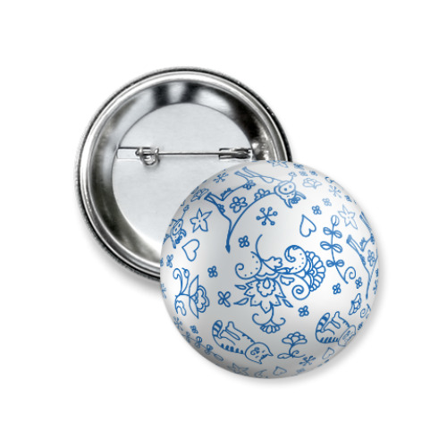 Значок 37мм с принтом Елочный шар