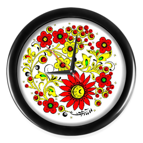Настенные часы с принтом  Хохлома