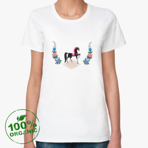 Женская футболка из органик-хлопка Городецкая роспись
