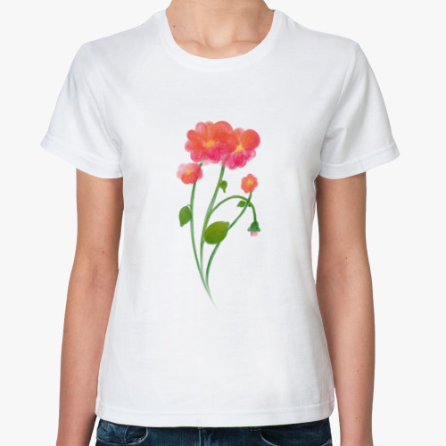 Классическая футболка с принтом Цветочек