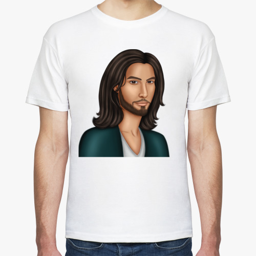 Футболка с принтом Парень с длинными волосами