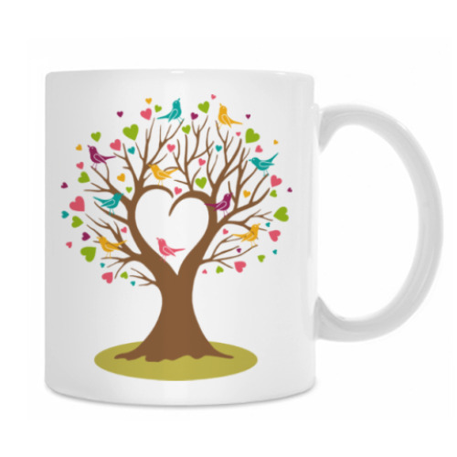 Кружка с принтом Весеннее дерево