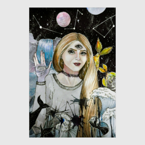 Постер Сюрреализм, шестое чувство, космос, планеты,звезды